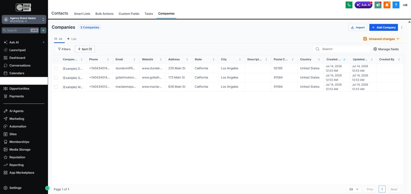 M.Y.A. CRM screenshot